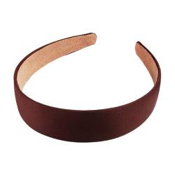 Modisches Damen-Stirnband, wunderschön verarbeitet, 3 cm breit, einfarbig, mit Stoff umwickelt, weich, vielseitig, kaffeefarben von SHINROAD