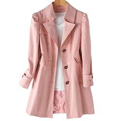 SHINROAD Damen Trenchcoat Overcoat Slim Cardigan Warme Knöpfe Taschen Plus Size Lady Winterjacke Alltag Rosa XL von SHINROAD