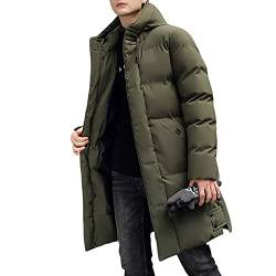 SHINROAD Herren Langer Mantel Winter Daunenmantel Kapuzenjacke Verdickte Gepolsterte Strickjacke Warm Übergröße Wintermantel Alltag Armeegrün XL von SHINROAD