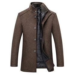 SHINROAD Herren Mantel Set Langarm Reißverschlusstaschen Wolljacke Herbst Winter Verdickter Herren Mantel mit Weste Camel L von SHINROAD