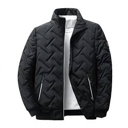 SHINROAD Herren Strickjacke Jacke Herren Baumwolle Gepolsterte Jacke Muster Stehkragen Plus Size Taschen Mantel Streetwear Schwarz XL von SHINROAD