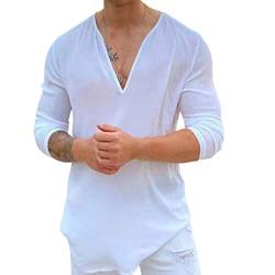 SHINROAD Herren Top T-Shirt Tiefer V-Ausschnitt Indoor Dress Up Casual Outdoor Firm Stitching Sommer Shirt für Alltag Weiß XL von SHINROAD