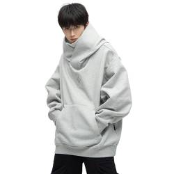 SHINROAD Männer Polyester Sweatshirt Herren Japanische Harajuku Urban Streetwear Cyber Punk Atmungsaktiv Bequem Pullover Top für Winter, grau, M von SHINROAD