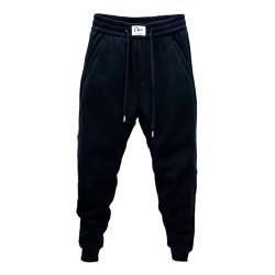 SHINROAD Männer Sweatpants Herbst Winter Hosen Kordelzug Elastische Taille Einfarbig Taschen Knöchel Gebunden Weich Dicke Warm Lässig Fitness Sport Regelmäßig, Schwarz , M von SHINROAD