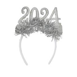 SHINROAD Modische Stirnbänder 2024 Neuartige Stirnbänder für 2024 Neujahrsparty Haarband Trendy Bequem Perfekte Passform Kopfbedeckung für Silber von SHINROAD