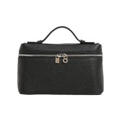 SHINROAD Reise-Handtasche, klein, strukturiert, Umhängetasche, Kunstleder, einfarbig, längliche Form, Reißverschluss, großes Fassungsvermögen, tragbar, Schwarz, Schwarz , Einheitsgröße von SHINROAD