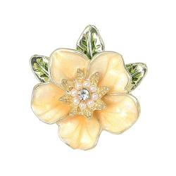 Schmuck-Anstecknadel, Blumen-Brosche für Damen, Gardenien-Form, Kunstperlen, Strasssteine, Dekoration, rutschfeste Tasche, Mantel, Kragen, Hut, Schal, Dekoration, Kleidung, Metall, Sekundärer Stein von SHINROAD