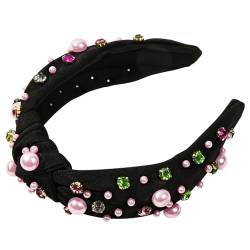 Strass Haarband Haarband für Damen Frauen Haarband Flexibel Elegant Strass Kunstperlen Dekor Breites Stirnband Vielseitig F Schwarz von SHINROAD