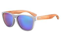 SHINU Damen polarisierte Sonnenbrille aus Holz UV400 Schutz Sommerbrille mit Holz Eyewear-FG6100 (grau & Zebra, grün) von SHINU
