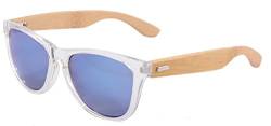 SHINU Damen polarisierte Sonnenbrille aus Holz UV400 Schutz Sommerbrille mit Holz Eyewear-FG6100 (transparent & Bambus Natur, Eisblau) von SHINU