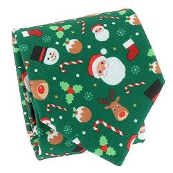 SHIPITNOW Grüne Weihnachten Krawatte Jacquard - Weihnachtsmann, Rentier, Tannenbaum und Schneemann Krawatten - Heiligabend Krawatte von SHIPITNOW