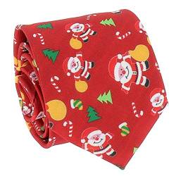 SHIPITNOW Rote Weihnachten Krawatte Jacquard - Weihnachtsmann und Tannenbaum Krawatten - Heiligabend Krawatte von SHIPITNOW