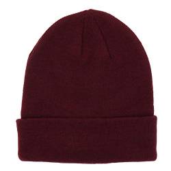 SHIPITNOW Weinrote Herren oder Damen Wintermütze Einfarbig - Basic Strickmütze ohne Bommel - 100% Acryl Beanie- Einfaches und klassisches Mützen ohne Marke - Einheitsgröße von SHIPITNOW