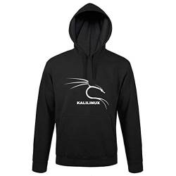 SHIRT-TO-GO schwarzer Hoody Pullover Hoddie Kapuzen Sweatshirt mit Aufdruck „Kali Linux“ als Geschenkidee für Hacker und Gamer von SHIRT-TO-GO