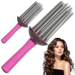 Haartrupps Roll Comb 2pcs 8,7 Zoll Selbstgrip Curly Friseur Tool tragbare Haarrollen Anti-Slip-Luftvolumen Curling Combe für berufliche persönliche DIY-Frisuren von SHITOOMFE
