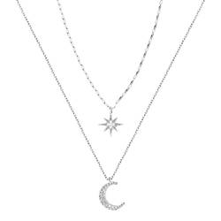 SHITOOMFE Star Moon Halskette für Frauen Doppelschicht Halskette von SHITOOMFE