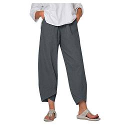 Damen Leinenhose 7/8 Länge Große Größen Leinen Hose Pusteblume Druck Sommerhose Loose Elastische Taille Leichte Bequeme Mit Taschen Haremshose Jogginghose Freizeithose von SHITOUJI