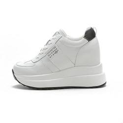 SHIYAN Schuhe Damen Mode Sportschuhe flache dicke Unterseite Schuhe Damen flache Schuhe erhöhen 9 cm Damen kleine weiße Schuhe - Schwarz, 37 EU von SHIYAN