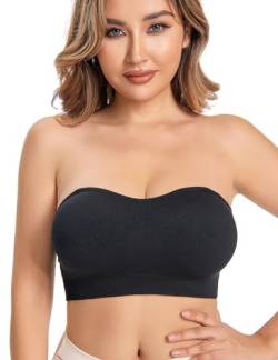 SHOCHX Trägerloser BH für Damen, Rutschfester Gepolsterter Bandeau-BH, Kabelloser Nahtloser Bralette Schlauch Top BH von SHOCHX