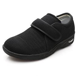 SHOEIC Plantarfasziitis-Schuhe für Damen, breite Passform, Wanderschuhe für Diabetiker, orthopädische und geschwollene Füße, Unterstützung, leicht, bequem und atmungsaktiv, Schwarz , 40 EU von SHOEIC