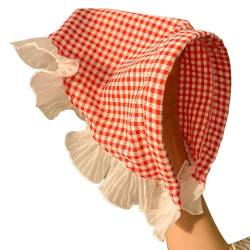 Französisch Karierter Schal Haarband Kopftuch Modernes Dreieckiges Kopftuch Niedliches Haarbandanas Accessoire Für Frauen Praktischer Haarwickel von SHOOYIO