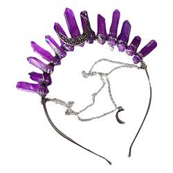 Kopfbedeckung mit violettem Kristall, Engel-Bohemia, für Kopfschmuck, für Musikfestivals, Kristall-Stirnband von SHOOYIO
