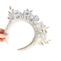 Künstliches Perlen-Stirnband für Hochzeit, Party, eleganter Haarreif für Braut, Brautparty, Geschenk, Junggesellinnenabschied, Kopfbedeckung, Braut-Stirnband für Party von SHOOYIO
