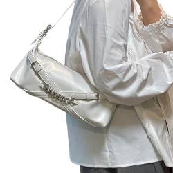 SHOOYIO Achseltasche, einfarbig, Schultertasche, trendige Tasche für Mädchen und Frauen, vielseitige Handtasche, PU-Leder von SHOOYIO