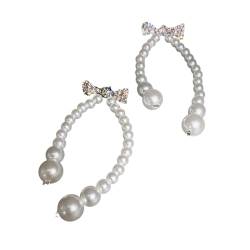 SHOOYIO Elegante Schleifen-Ohrringe für Damen, Perlen-Fransen, Ohranhänger, vielseitiger Ohrhaken, Schmuck von SHOOYIO