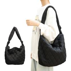 SHOOYIO Gesteppte Einkaufstasche, Vintage-Stil, Puffertasche, großes Fassungsvermögen, Crossbody-Tasche für Mädchen und Frauen von SHOOYIO