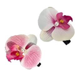 SHOOYIO Haarspangen mit französischem Blumenmuster, Orchideen, stilvolle Haarspangen für Mädchen, 2 Stück von SHOOYIO