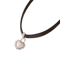 SHOOYIO Stilvolle schwarze Herz-Anhänger-Halskette, Herz-Choker, Legierungsmaterial, vielseitiger Halsschmuck für Damen und Mädchen von SHOOYIO
