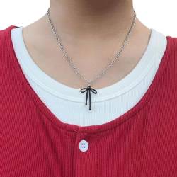 SHOOYIO able Schwarze Schleifen-Halskette, Schleifen-Anhänger, verstellbare Kette, Choker, handgefertigt, Schlüsselbeinkette für Frauen von SHOOYIO