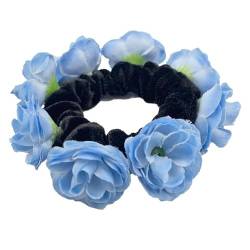 Zarte künstliche Blumen-Haarband, elastische Haargummis, modischer Pferdeschwanz-Halter, ideal für alltägliche Frisuren, elastisches Haarband von SHOOYIO
