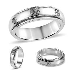 SHOP LC Fidget Ring for Anxiety Men Women, Moon Star and Chakra Gravierter Ring aus 925er Sterlingsilber, Anti-Stress-Spinnerring, Verlobungsring, Hochzeit, Versprechensband für Damen und Herren von SHOP LC