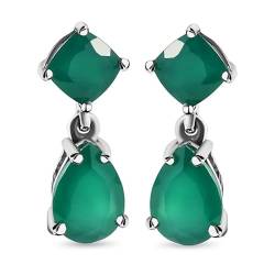 SHOP LC Green Onyx Ohrhänger für Damen mit grünem Onyx 5,62 ct. in platiniertem Silber 2,3 g. Geschenk für Freundin Frau Mutter von SHOP LC