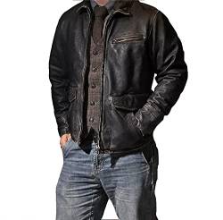 SHOP OF JACKETS LIMITED Herren-Biker-Jacke, echtes Leder, Lammhaut, Vintage-Stil, Schwarz, Distress Black, L von SHOP OF JACKETS LIMITED