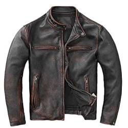 SHOP OF JACKETS LIMITED Herren Motorradjacke Biker Vintage Used-Look Schwarz Echtleder Jacke, Schwarz , S von SHOP OF JACKETS LIMITED