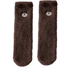 SHOP-STORY - Paar Socken Cocooning Teddybär: weich und stilvoll für Ihre Füße – Einheitsgröße – Braun, braun, 35 EU von SHOP-STORY