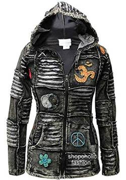 SHOPOHOLIC FASHION Damen 100% Weiche Baumwolle Emo Punky Gothic Kapuzenjacke, Schwarz, XL von SHOPOHOLIC FASHION