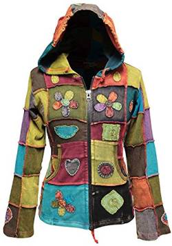 SHOPOHOLIC FASHION Damen Liebe Frieden Patchwork Hippie Kapuzenjacke, 3XL von SHOPOHOLIC FASHION