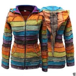 SHOPOHOLIC FASHION Damen Säuregewaschen Regenbogen Hippie Kapuzenjacke - Mehrfarbig, Mehrfarbig, 3XL von SHOPOHOLIC FASHION