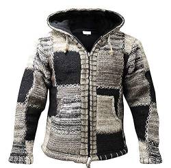 SHOPOHOLIC FASHION HERREN grau schwarze Wolle Kapuzenpulli Hippie Festival Jacke - Mehrfarbig, XX-Large von SHOPOHOLIC FASHION