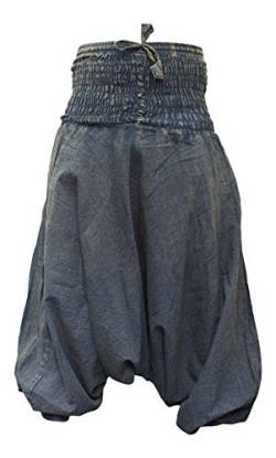 SHOPOHOLIC FASHION Haremshose mit Stonewashed-Effekt, Unisex, einfarbig, Hippie-Haremshose, blau, One Size von SHOPOHOLIC FASHION