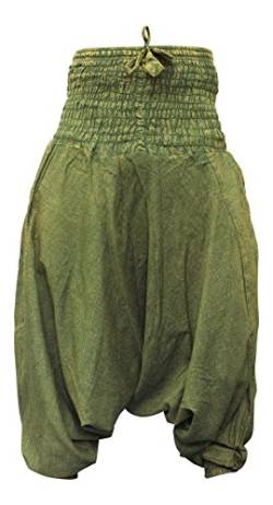 SHOPOHOLIC FASHION Haremshose mit Stonewashed-Effekt, Unisex, einfarbig, Hippie-Haremshose,grün, One Size von SHOPOHOLIC FASHION