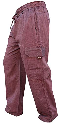 SHOPOHOLIC FASHION Herren-Hippie-Hose im Boho-Stil aus Leichter Baumwolle mit Seitentasche, Brown, M von SHOPOHOLIC FASHION