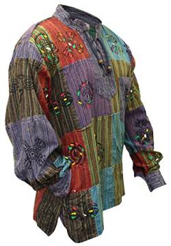 SHOPOHOLIC FASHION Herren Patchwork Stonewashed Hippie Hemd, XL von SHOPOHOLIC FASHION