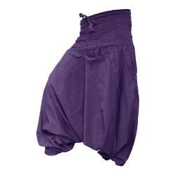 SHOPOHOLIC FASHION einfarbig locker sitzend Haremshose Aladdin Hippie Hose, Einfarbig Violett Violett von SHOPOHOLIC FASHION