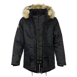 SHOSHONE Siikai Herren Parka Hooded Fishtail Jacke (Schwarz 60gsm isoliert, L) von SHOSHONE