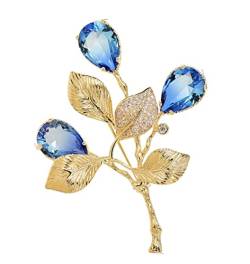 Broschennadeln Damen High-End-Brosche Exquisite schöne Blumenbrosche Kleidung Schal Schal Hut Dekoration Accessoires Broschen Mode (Color : Blue, Size : 5 * 6.2cm) von SHOUKAII